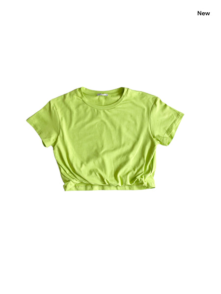 T-shirt cropped verde pistacchio per bambina