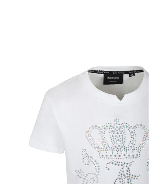 T-shirt bianca con strass per bambina