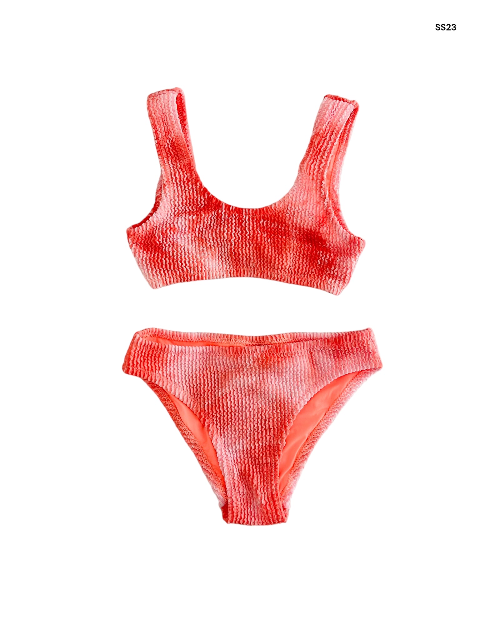 Bikini tie dye salmone per bambina