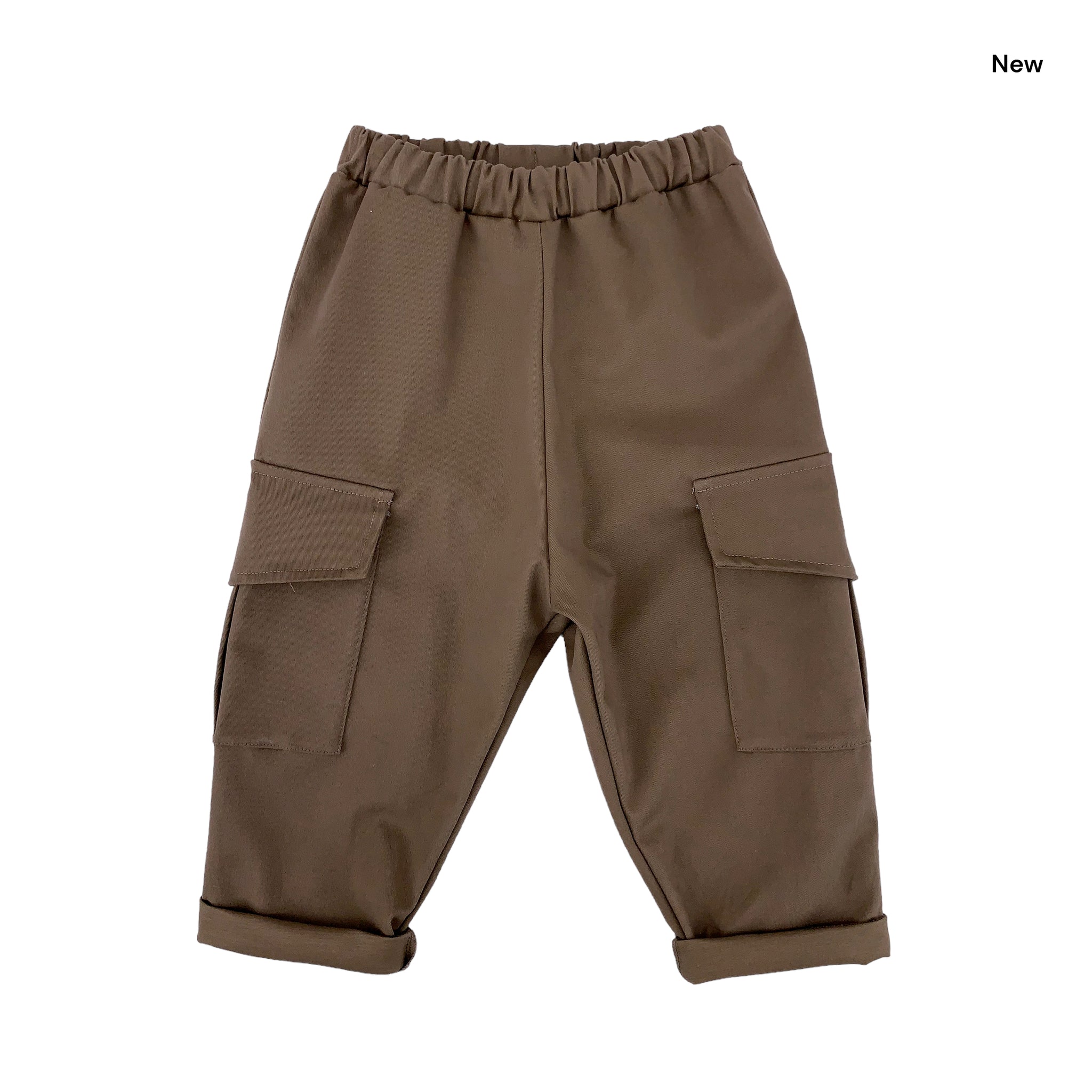 Pantalone cargo in gabardina tabacco per neonati e bambini