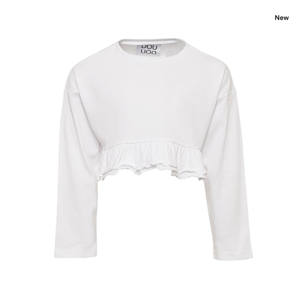 T-shirt cropped bianca per bambina