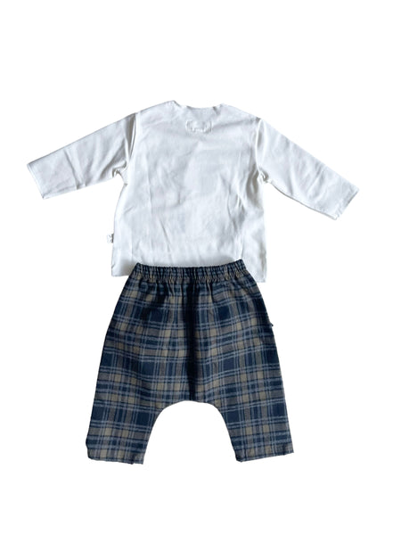 Completo t-shirt + pantalone check per neonato