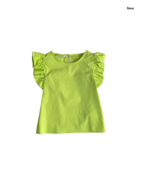 Blusa verde pistacchio con volant per bambina