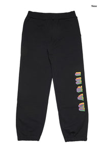 Pantalone nero in felpa con logo multicolor per bambini