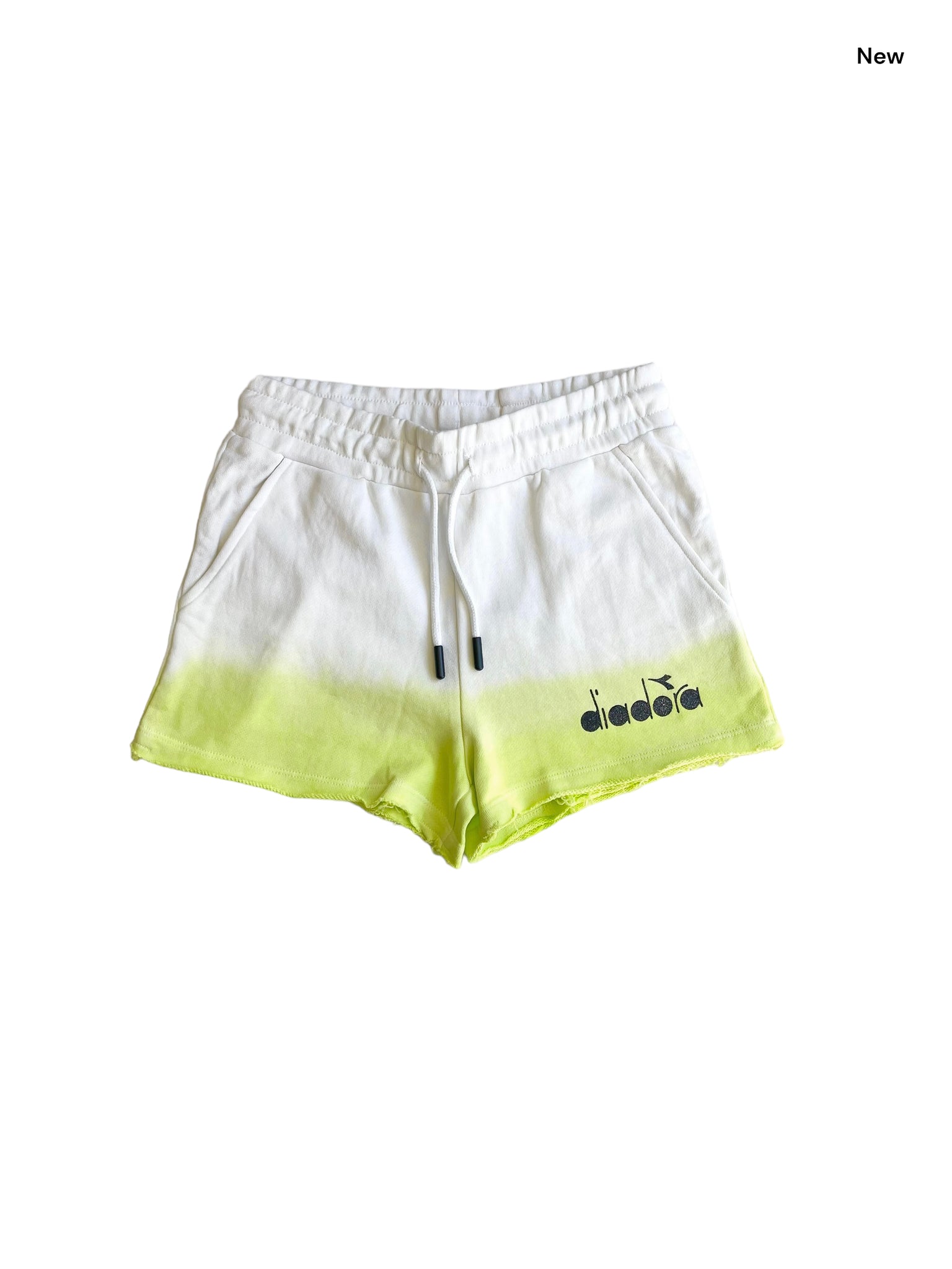 Short in felpa bianco e lime per bambina