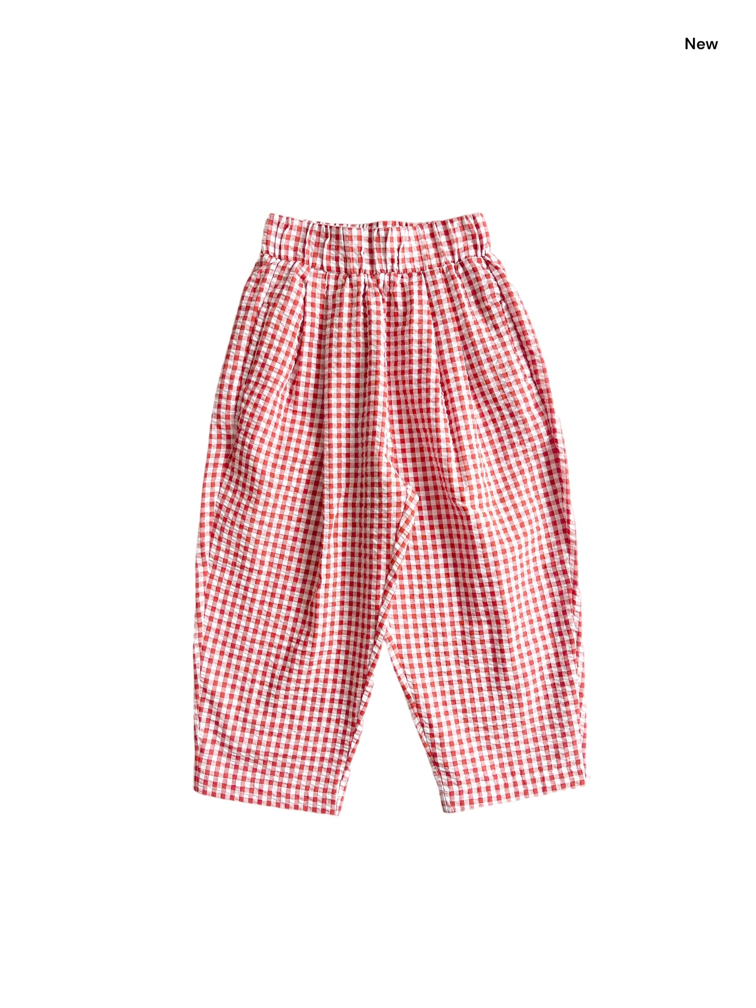 Pantalone vichy rosso e bianco per neonata e bambina