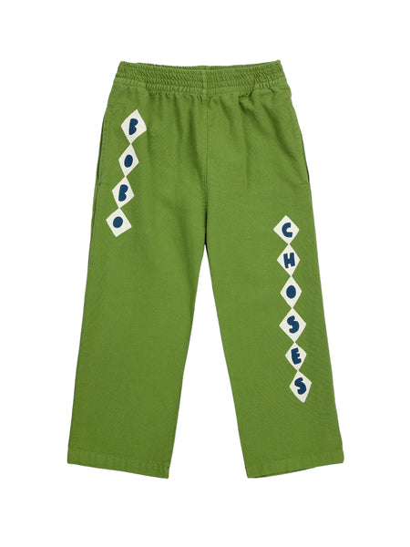 Pantalone verde con stampa logo per neonato e bambino