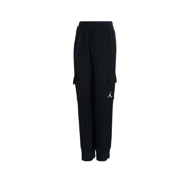 Pantalone in felpa nero cargo con logo per bambino