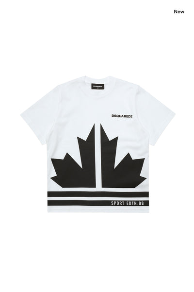 T-shirt bianca con stampa logo per bambini