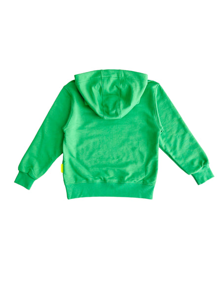 Felpa verde con cappuccio e logo per bambini