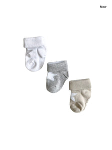 Set 3 paia di calzini bianchi grigi e beige per neonati