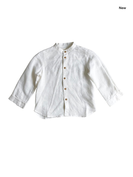 Camicia alla coreana bianca per neonato e bambino