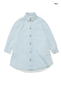 Abito chemisier in denim chiaro strappato per bambina