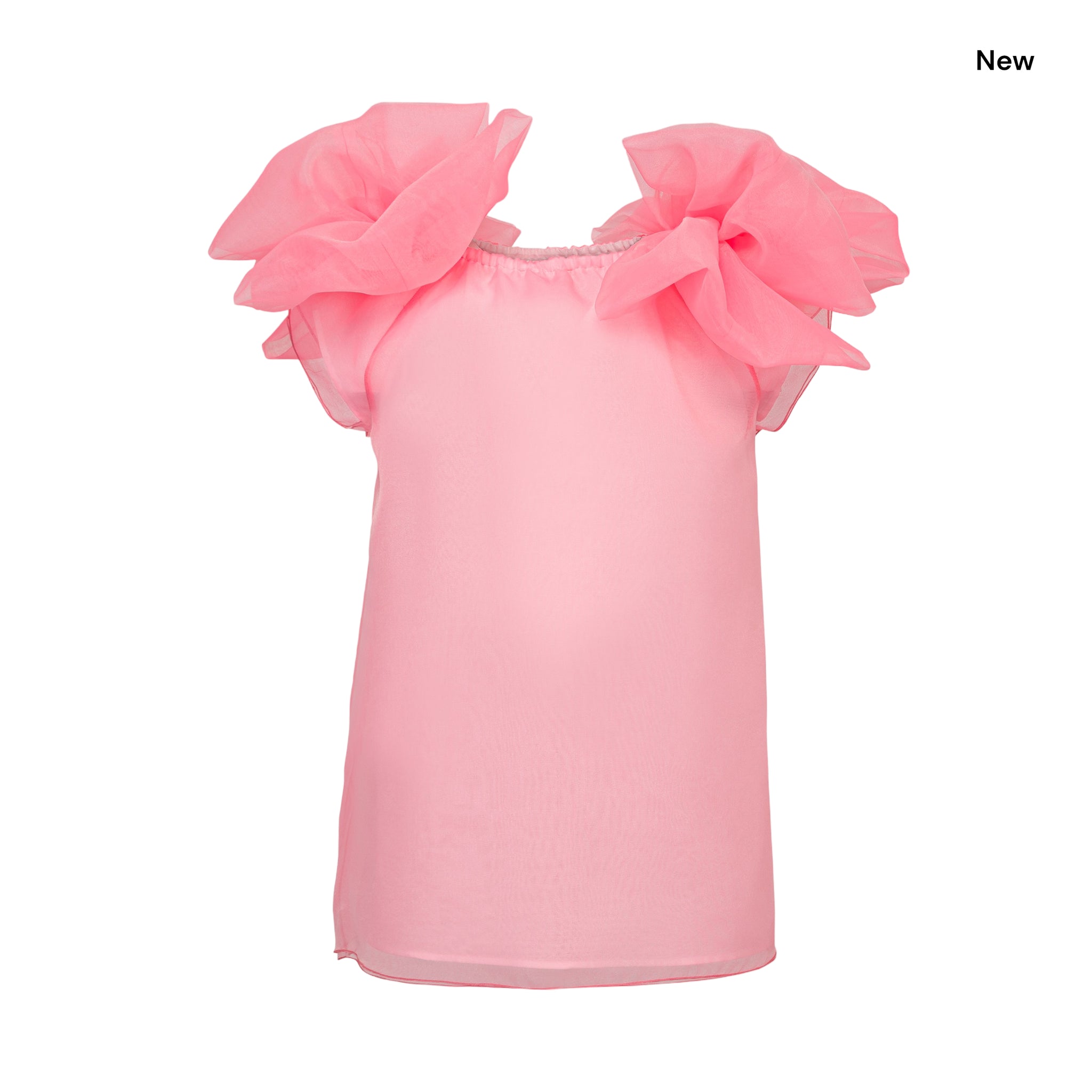 Abito in organza rosa  con fiocchi per bambina