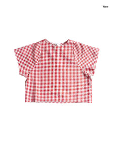 Blusa vichy rossa e bianca per neonata e bambina