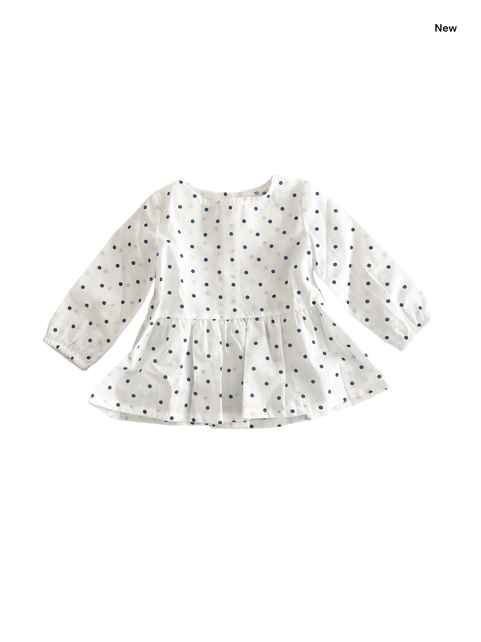 Blusa bianca a pois blu per neonata