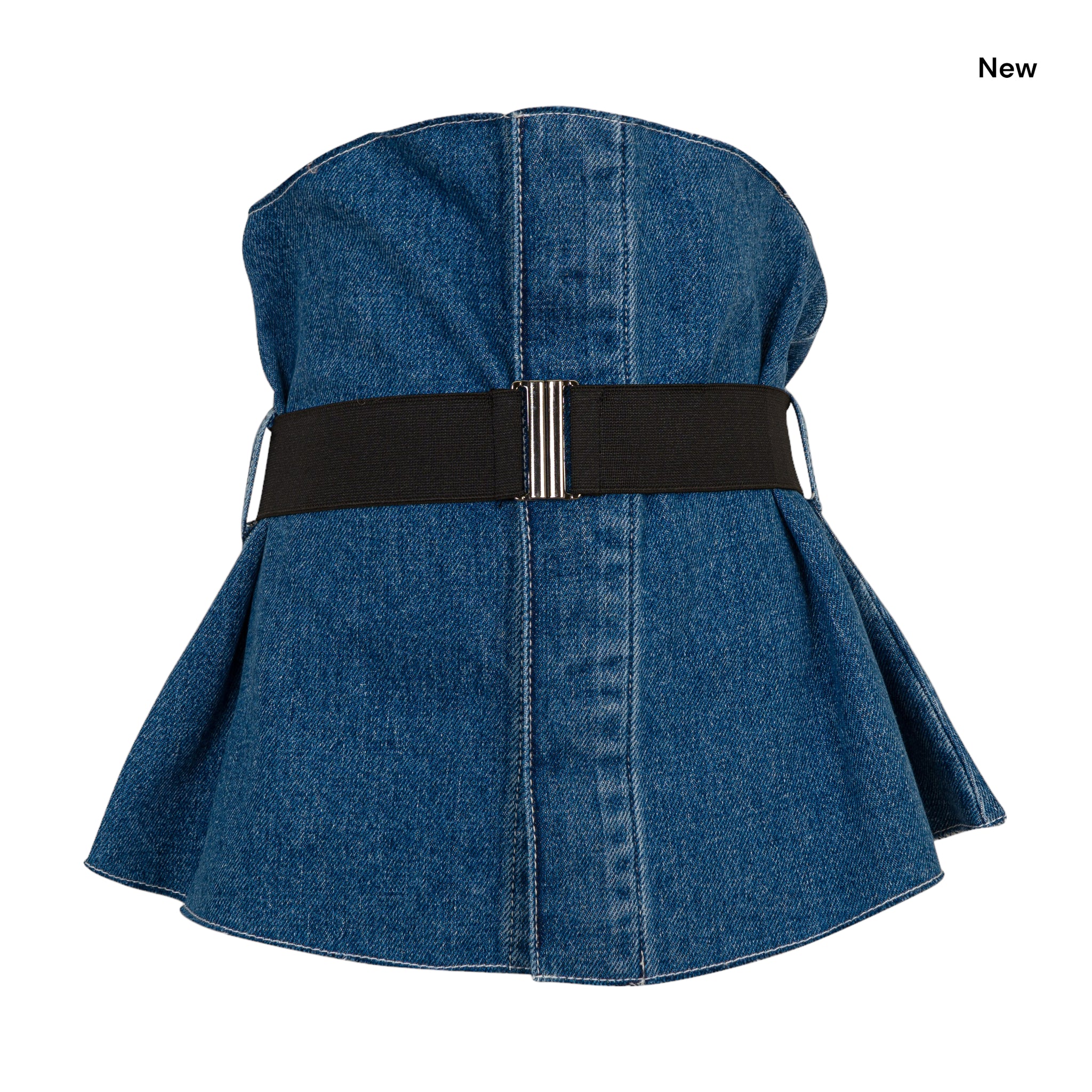 Top in denim blu con cintura per bambina