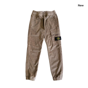 Pantalone in velluto a coste fango con logo per bambino