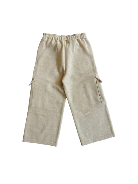 Pantalone ecru lurex cargo per neonata e bambina