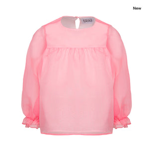 Camicia in organza rosa per bambina