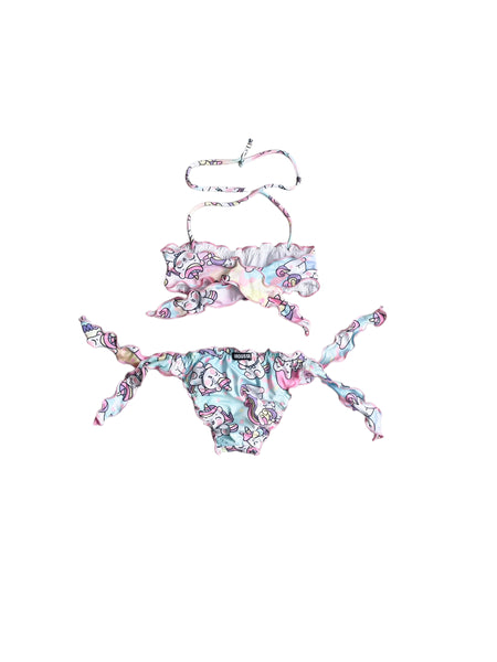 Bikini multicolor con stampa all over per neonata e bambina