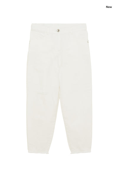 Jeans in denim bianco con rotture per bambina