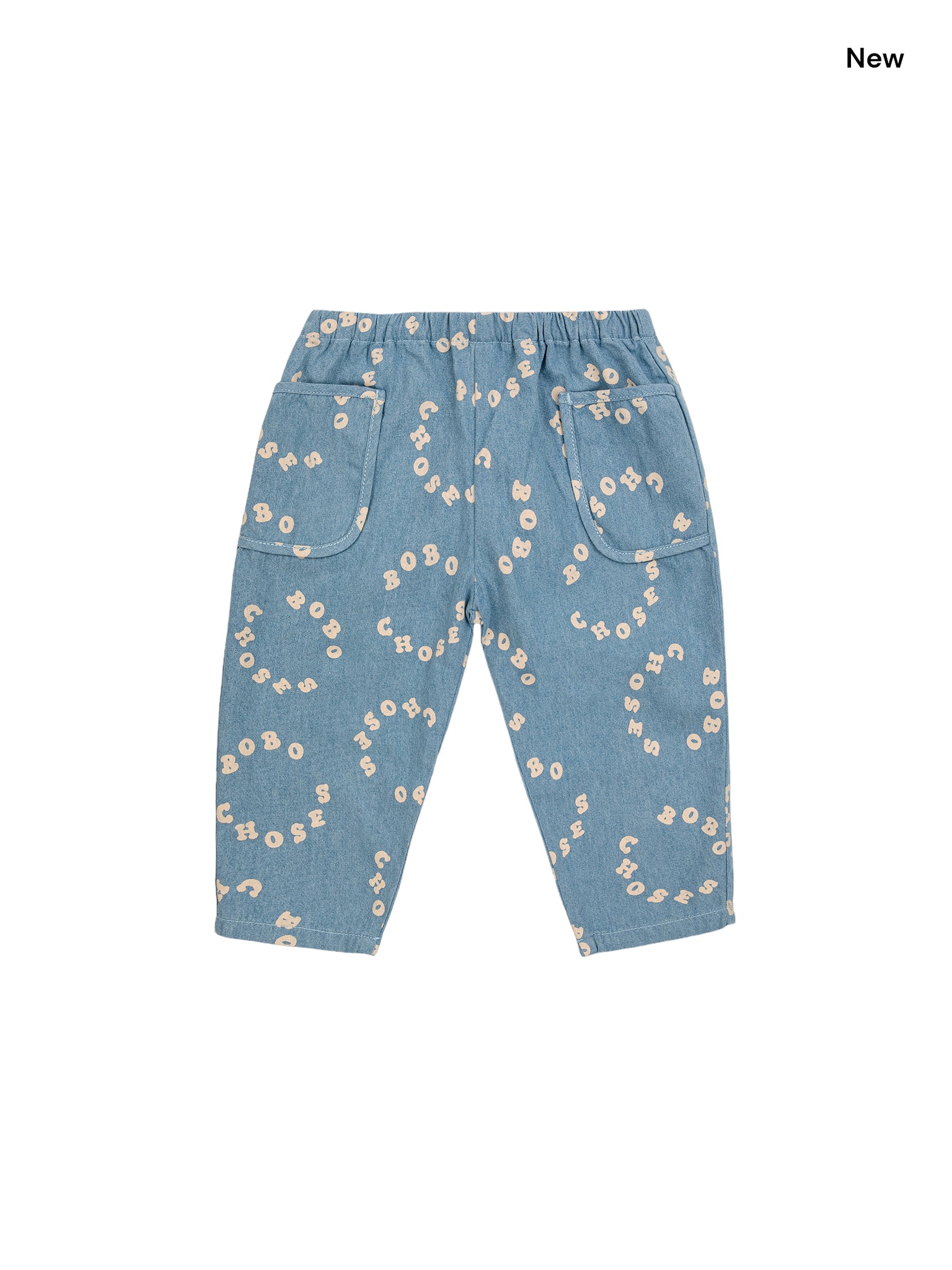 Pantalone effetto denim con stampa logo all over per neonati