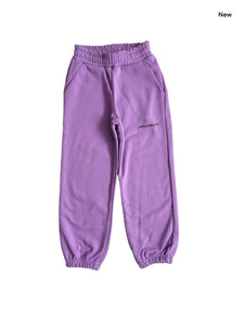 Pantalone in felpa lavanda con logo per bambina