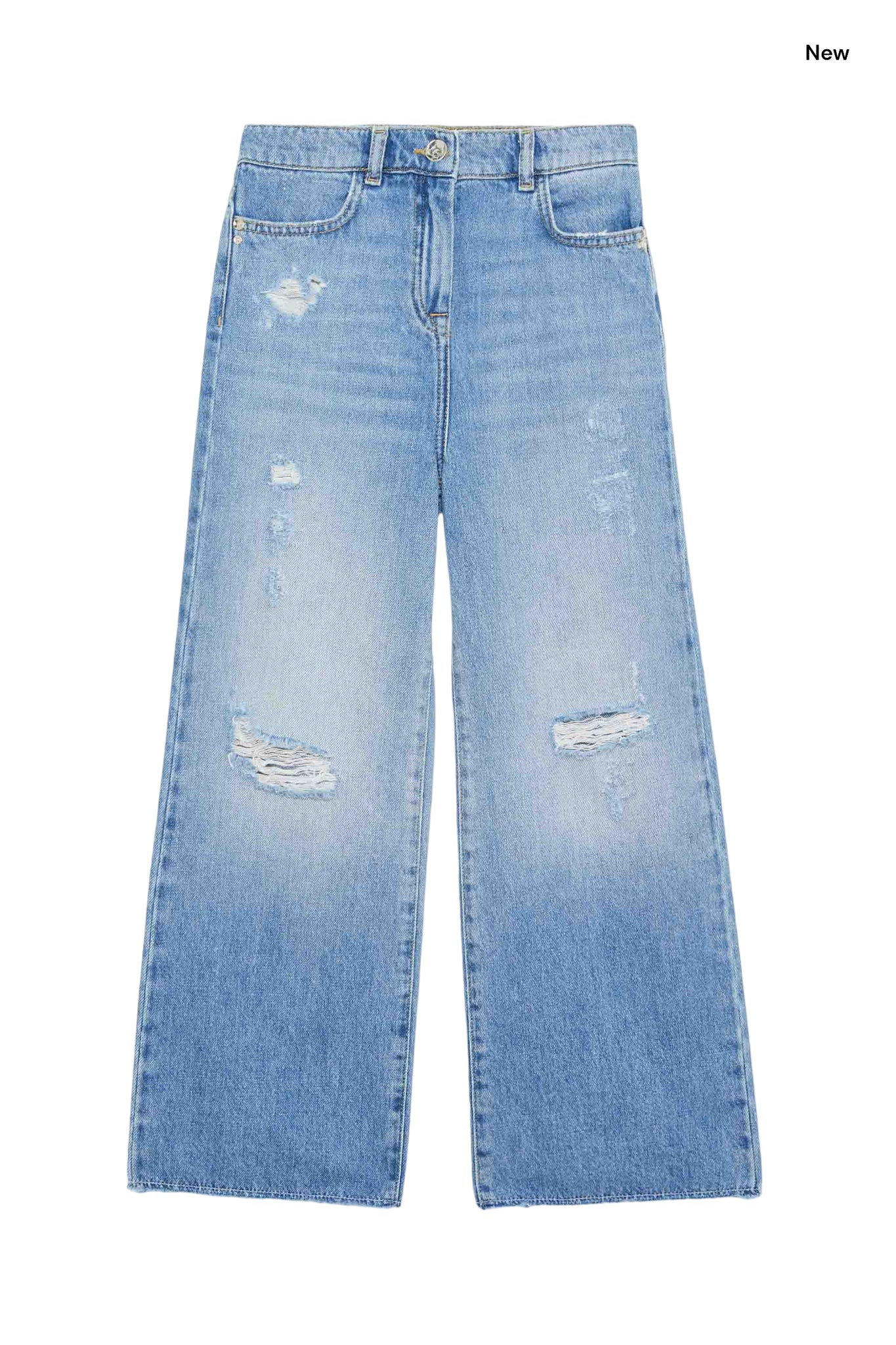 Jeans in denim blu chiaro con rotture per bambina