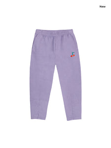 Pantalone in felpa viola con ricamo per neonata e bambina