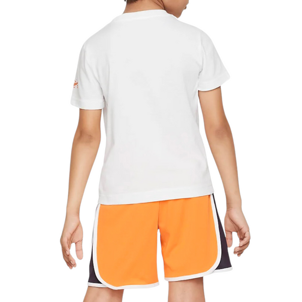Completo t-shirt bianca + short arancio per neonato e bambino