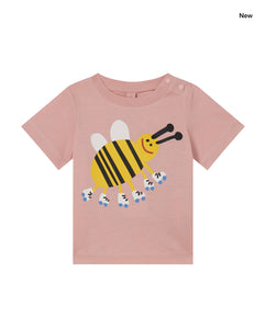 T-shirt rosa con stampa ape per neonata