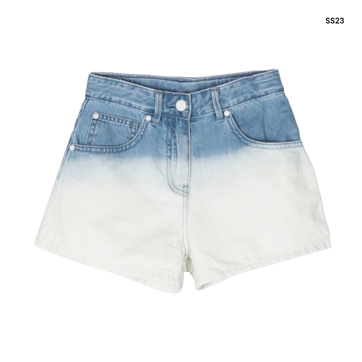 Short in denim bicolore per bambina