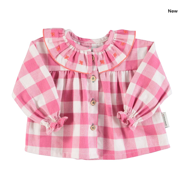Blusa a scacchi rosa-panna per neonata