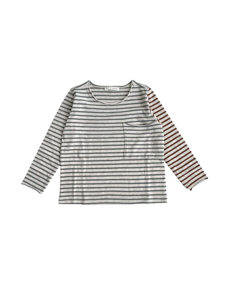 T-shirt a righe beige e verde per bambino