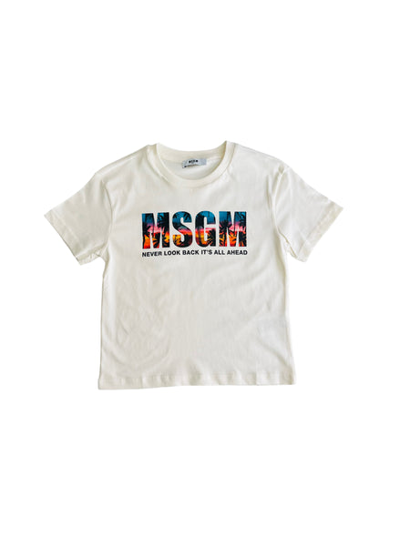 T-shirt crema con logo per bambino