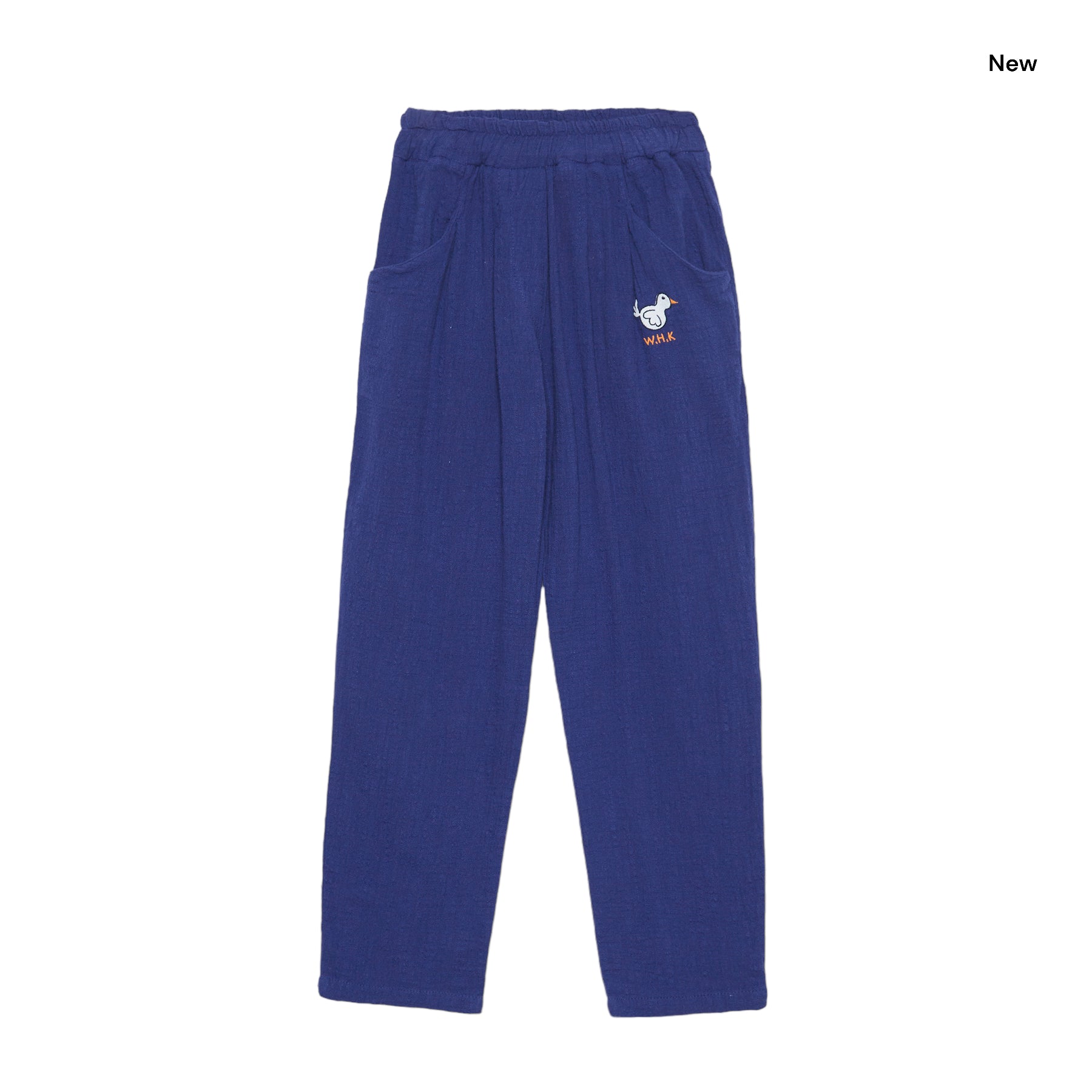 Pantalone blu con ricamo per neonati e bambini