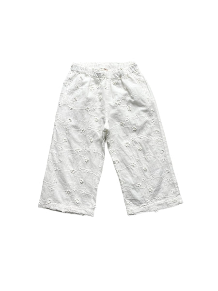 Pantalone bianco con ricami all over per neonata e bambina