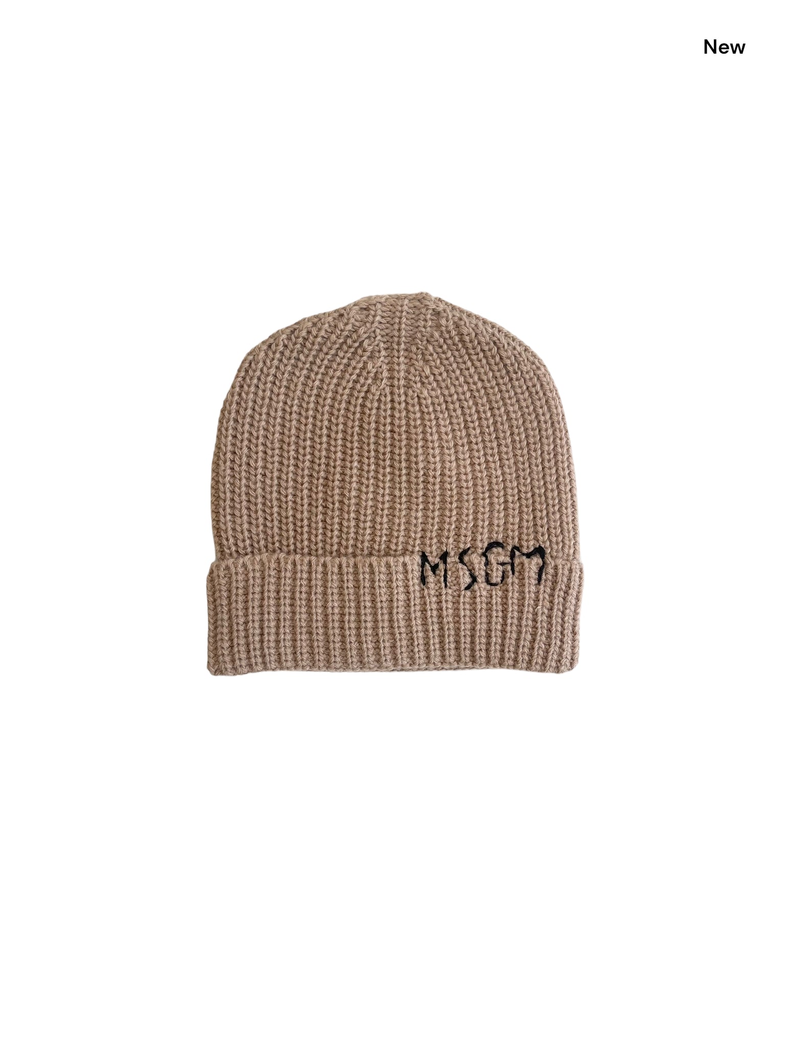 Cuffia cammello in maglia con logo per bambini