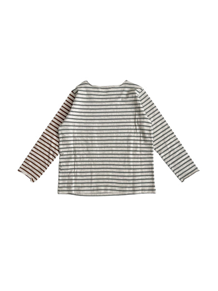 T-shirt a righe beige e verde per bambino