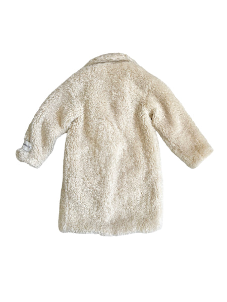 Cappotto in eco pelliccia burro per bambina