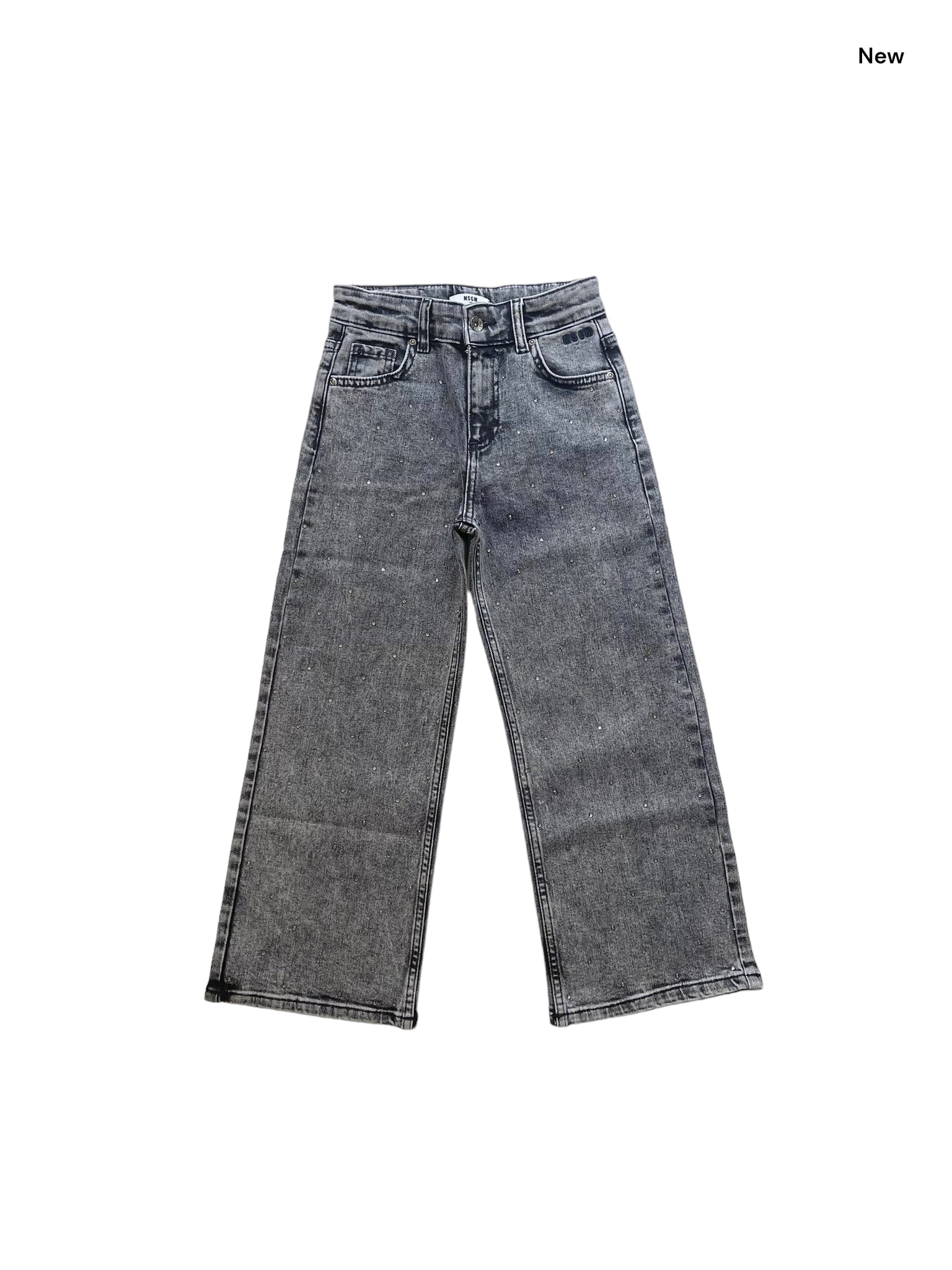 Jeans in denim grigio con strass per bambina