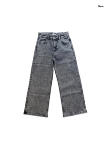 Jeans in denim grigio con strass per bambina