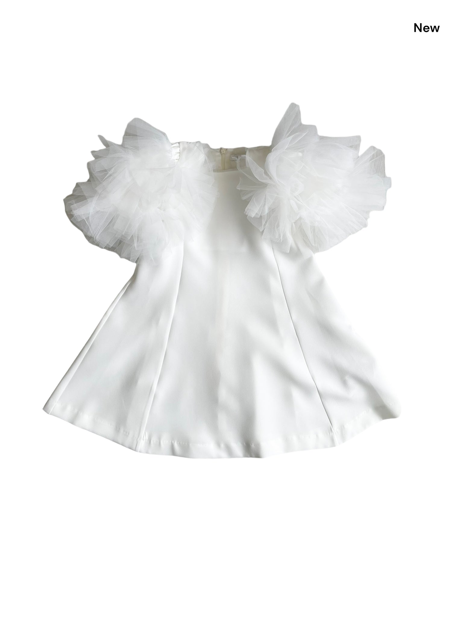 Abito bianco con maniche in tulle per bambina