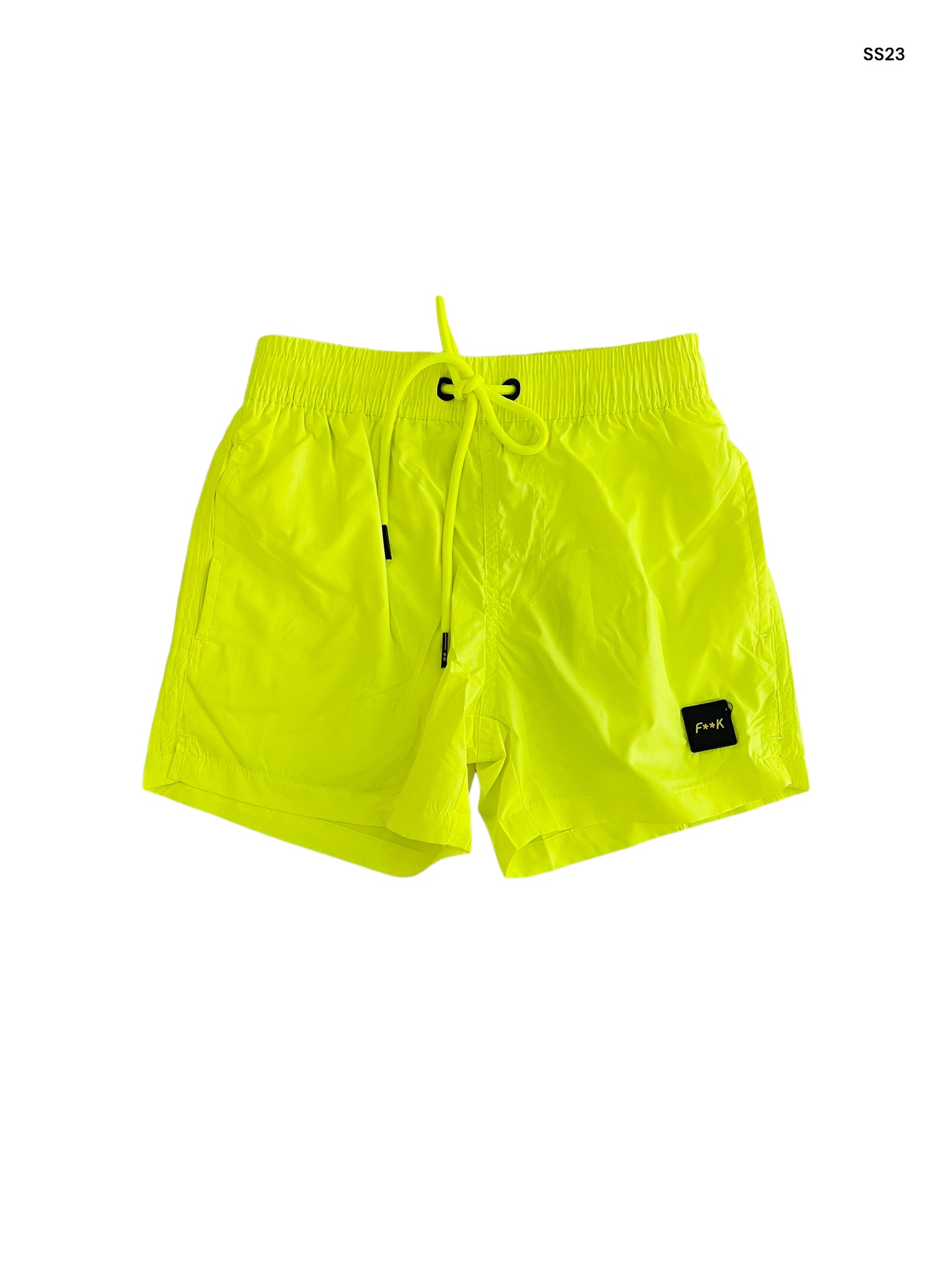 Costume short giallo fluo con logo per bambino