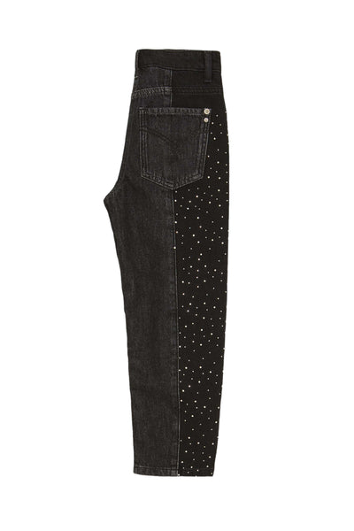 Jeans in denim nero con strass per bambina