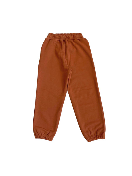 Pantalone in felpa cognac con logo per bambina