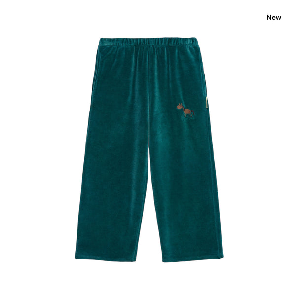 Pantalone verde in ciniglia per neonati e bambini