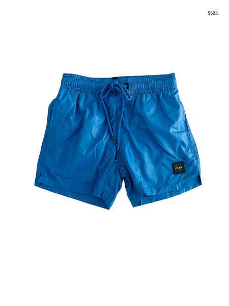 Costume short blu con logo per bambino