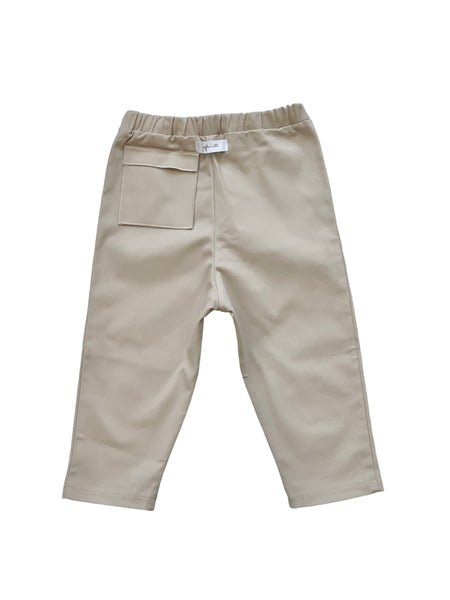 Pantalone in gabardina beige per neonati e bambini